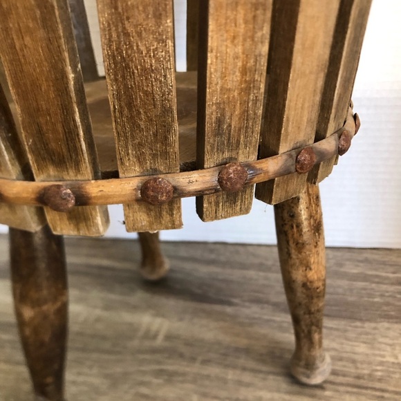 Vintage Primitive Wooden Planter Stand - Picture 3 of 10